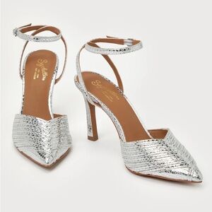 Seychelles Silver Strappy Heels